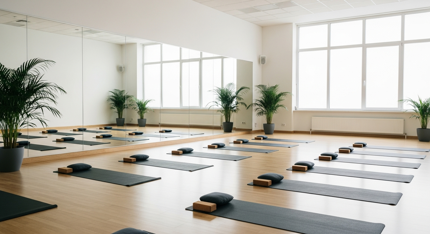 Просторный зал для йоги